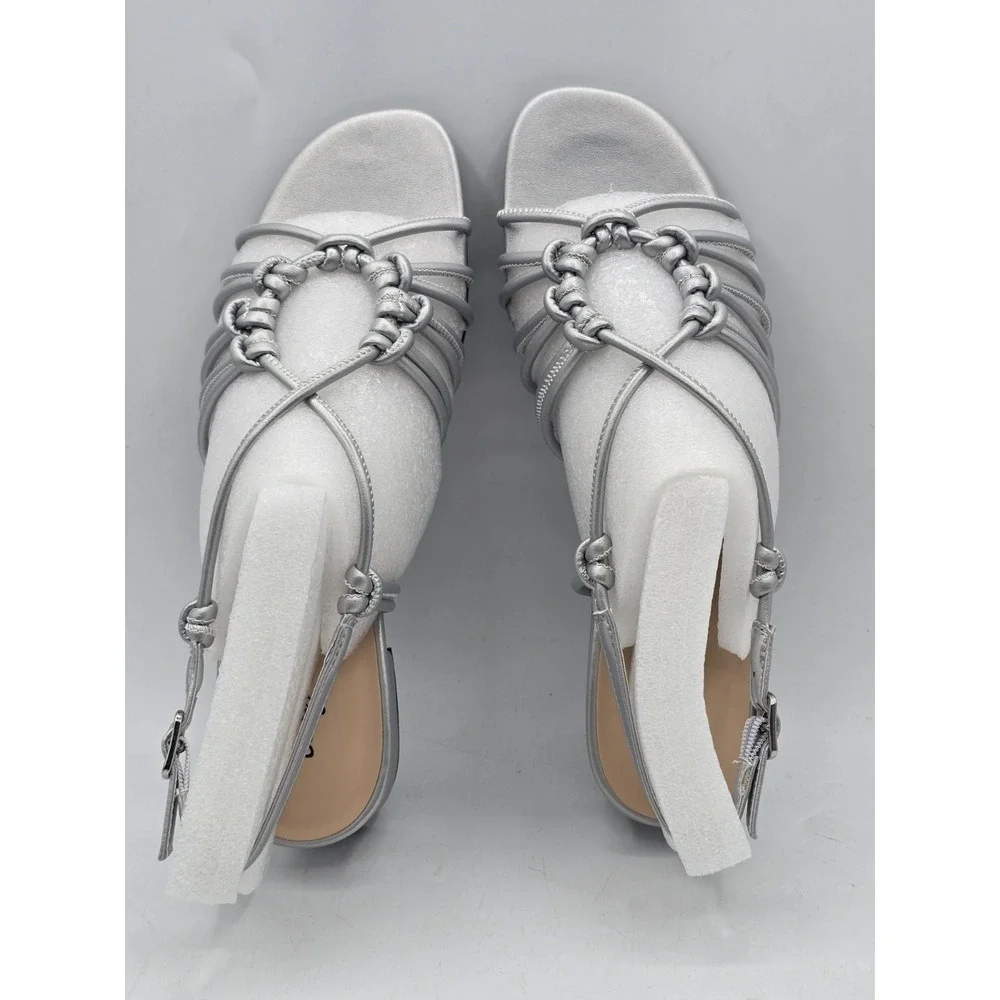 New Easy Street Womens‎ Sicilia Strappy Sandals Size 8 M Shoes Silver NIB